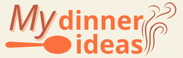 MyDinnerIdeas brand logo in orange with spoon and steam design for family dinner recipe website