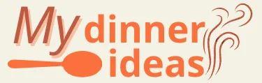 MyDinnerIdeas brand logo in orange with spoon and steam design for family dinner recipe website