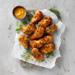 Boneless chicken wings recipe card presentation