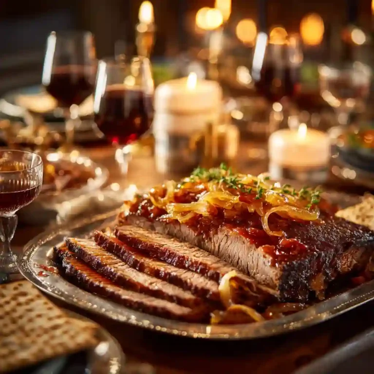 jewish beef brisket recipe Passover table