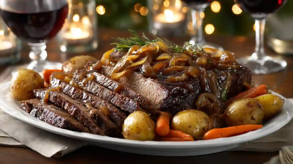 serving jewish beef brisket recipe with sides