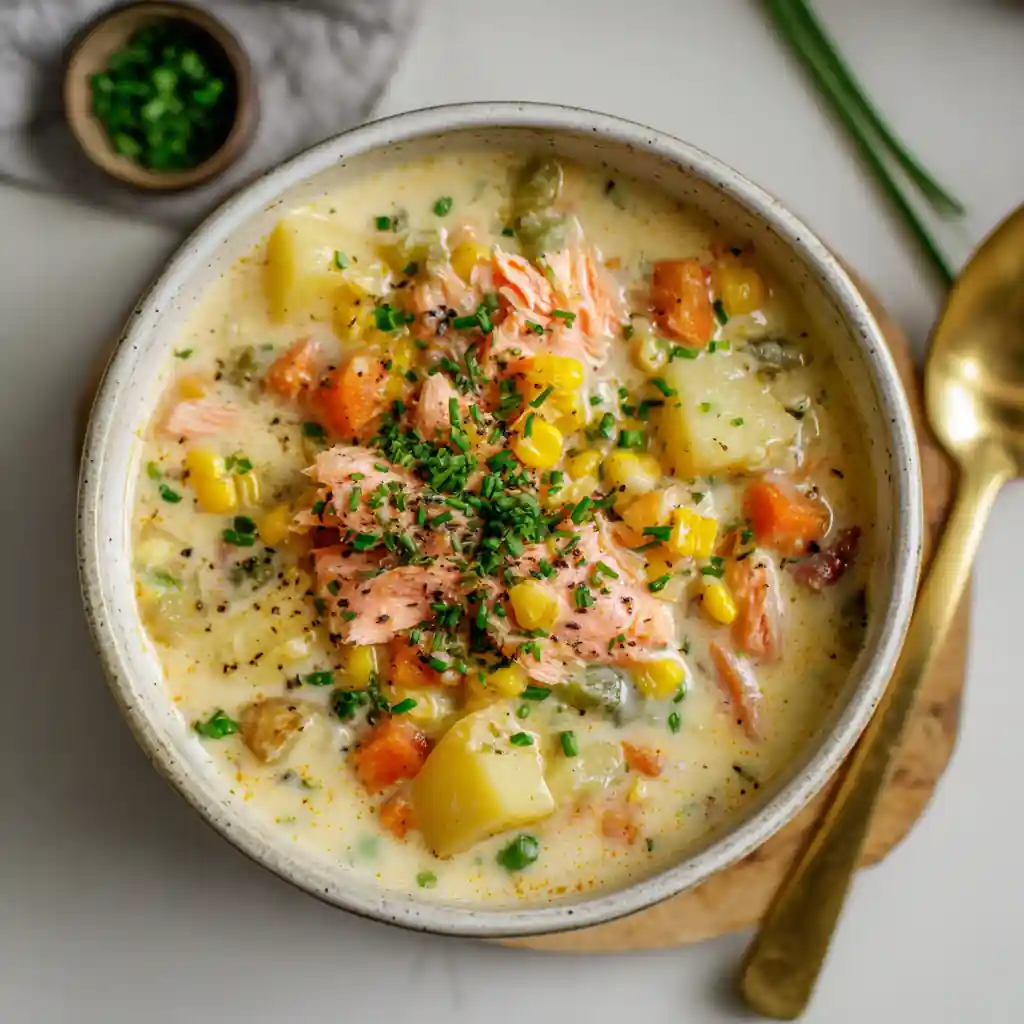Smoked Salmon Chowder Recipe in serving bowl