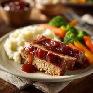 plated barbecue meatloaf recipe with sides