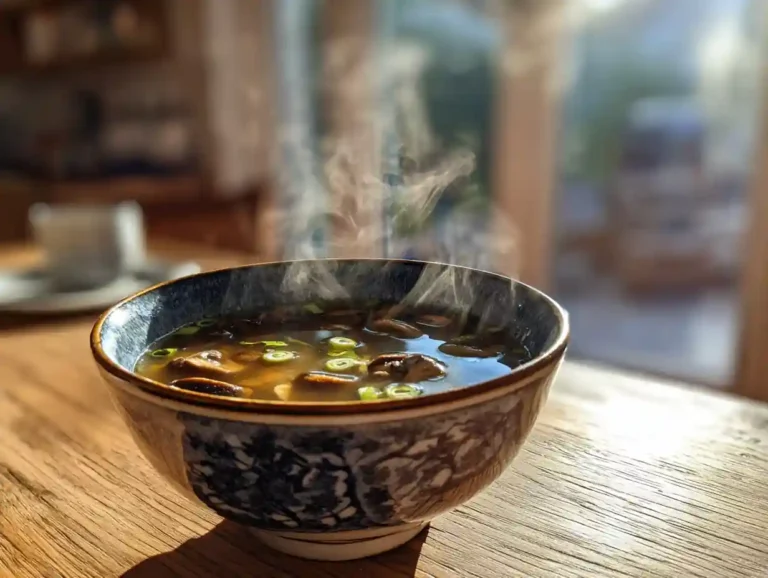 Japanese clear soup recipe in a ceramic bowl