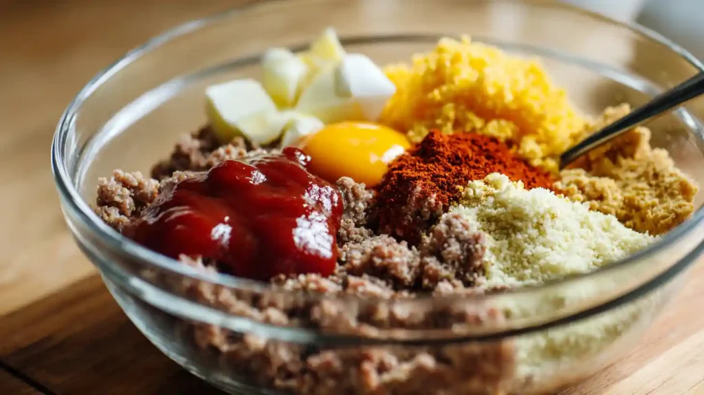 mixing ingredients for barbecue meatloaf recipe