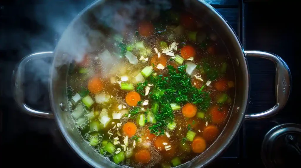 Cooking vegetables for Japanese clear soup recipe