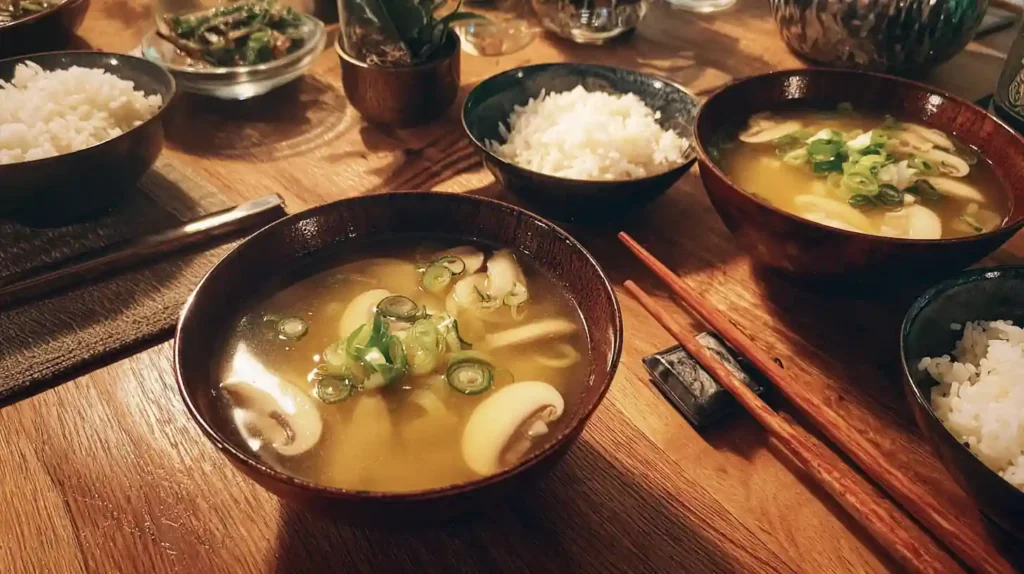 Serving Japanese clear soup recipe with side dishes
