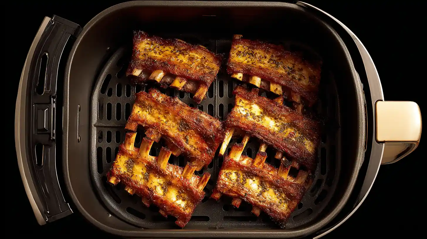 Cooking lamb ribs in air fryer basket