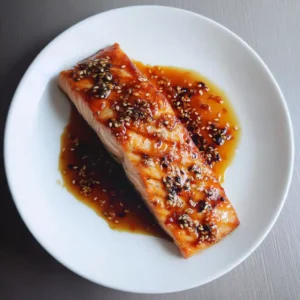 Teriyaki salmon recipe card image