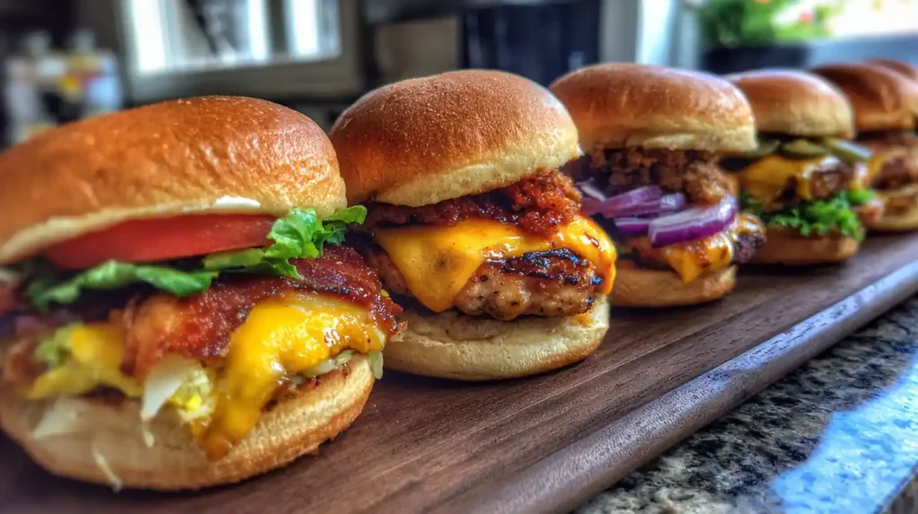 Variations of simple BBQ burger recipe with different meats