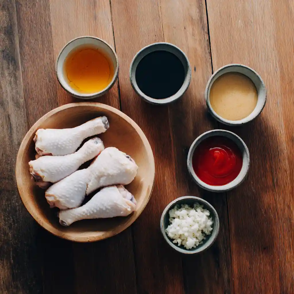 Crockpot chicken legs ingredients on kitchen counter