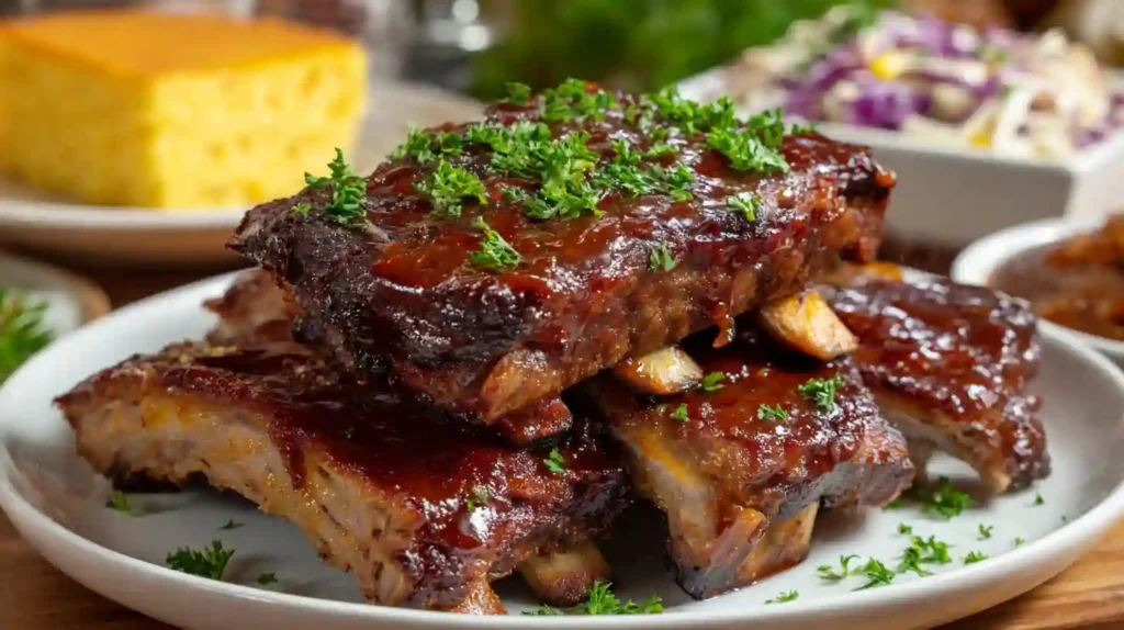 Served BBQ ultimate air fryer ribs recipe