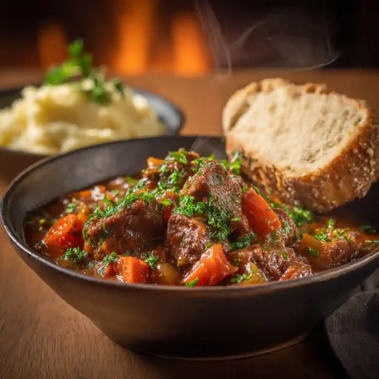 serving stew meat crock pot dinner bowl bread potatoes