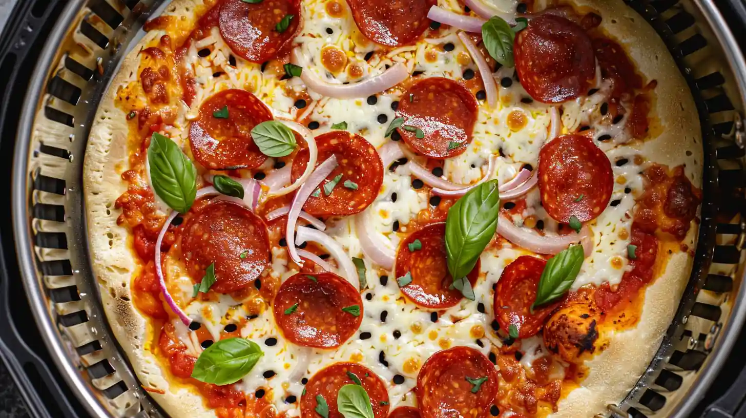 Air Fryer Pizza in basket
