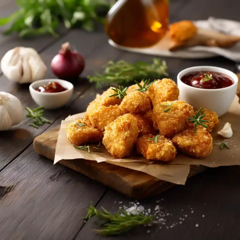 Crispy air fryer chicken nuggets served with dipping sauce