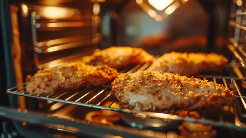Reheating Chicken Milanese on wire rack in oven