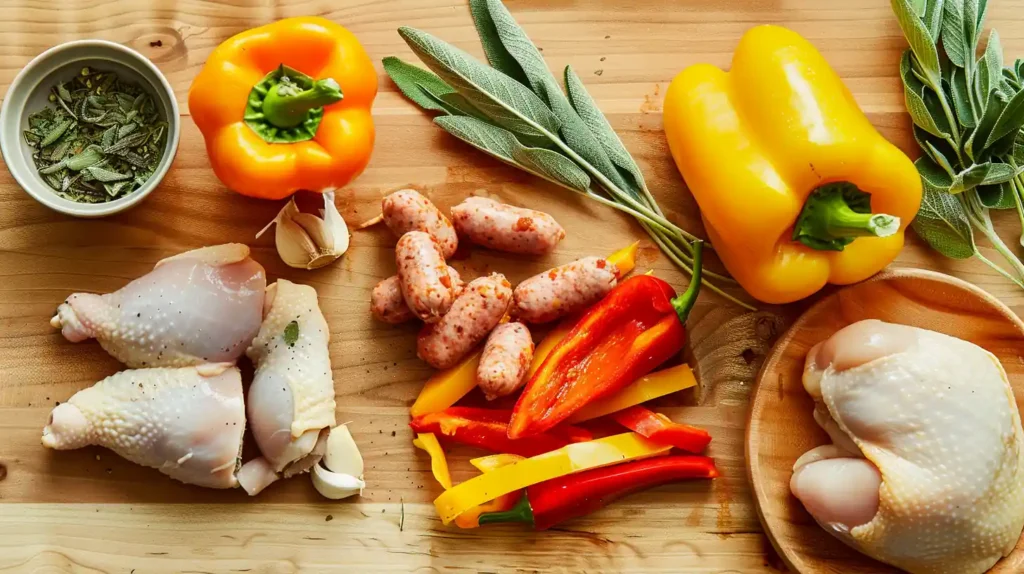 Chicken Scarpariello ingredients for chicken and sausage recipes