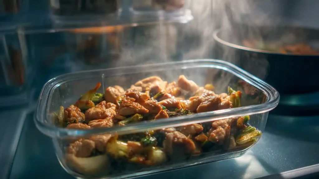 Storing and reheating hibachi chicken recipe leftovers