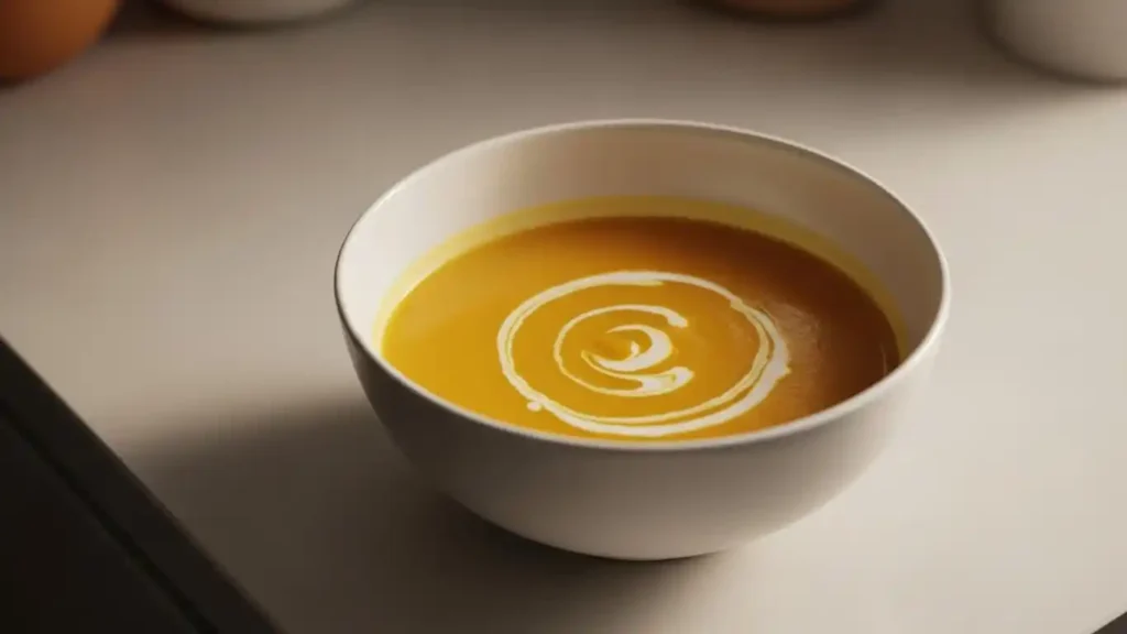 Served bowl of butternut squash soup
