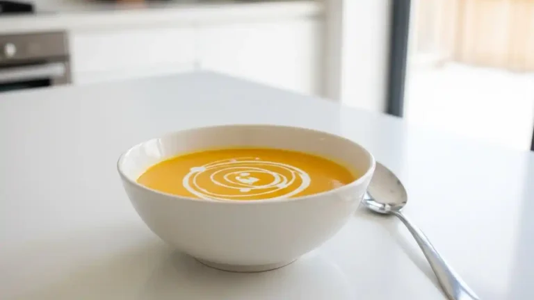 Butternut squash soup in modern kitchen