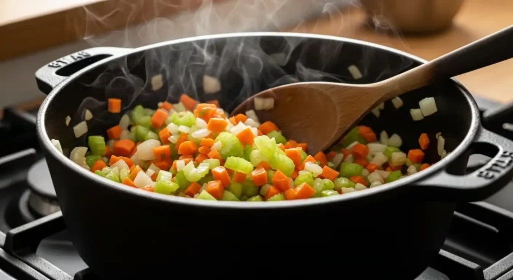 making chicken noodle soup broth