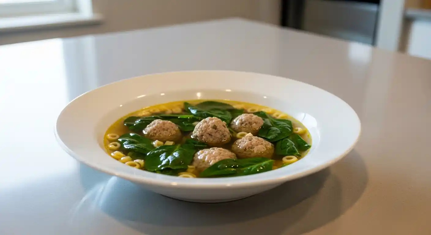 Italian Wedding Soup in a modern kitchen